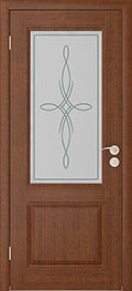 	межкомнатные двери 	Юркас Шервуд 2 со стеклом шпон каштан