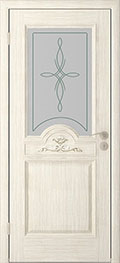 межкомнатные двери  Юркас Люкс со стеклом шпон слоновая кость