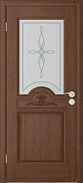 межкомнатные двери  Юркас Люкс со стеклом шпон каштан