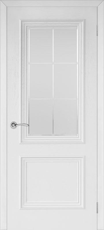 межкомнатные двери  Юркас Валенсия 4 со стеклом шпон эмаль белая