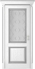 межкомнатные двери  Юркас Валенсия со стеклом шпон эмаль серебро