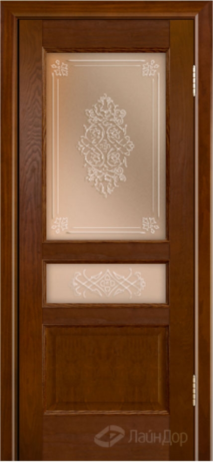 межкомнатные двери  Лайндор Калина-К стекло Дамаск прозрачная наливка бронза
