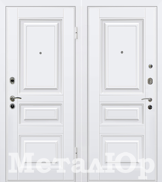 стальные двери  Металюр М11 белый/белый