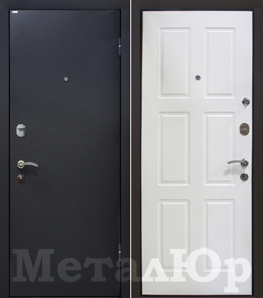 стальные двери  Металюр М21 чёрный шёлк/белый