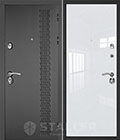 стальные двери  Staller Лика эмаль чёрно-серая/1LK белый глянец