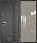 стальные двери  Staller Лика эмаль чёрно-серая/1LK галька глянец