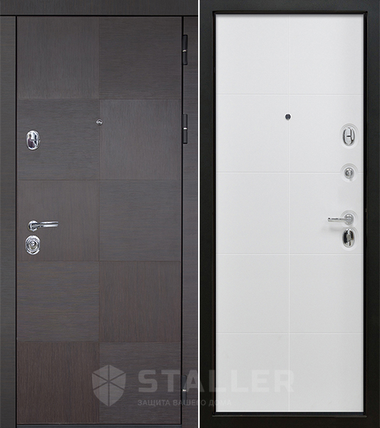 стальные двери  Staller Альба ПВХ венге чёрный/ПВХ белый сатин