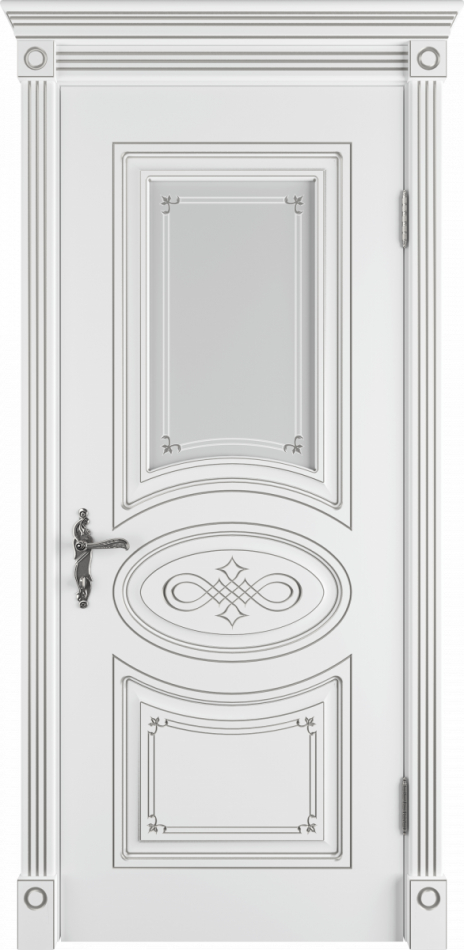 межкомнатные двери  ВФД Бьянка со стеклом эмаль белая с патиной