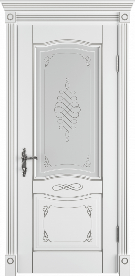 межкомнатные двери  ВФД Веста со стеклом эмаль белая с патиной