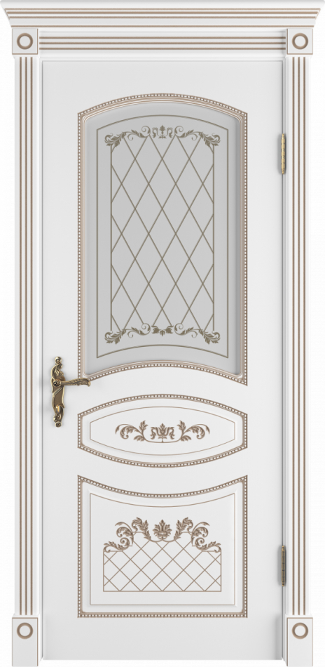 межкомнатные двери  ВФД Адель со стеклом эмаль белая с патиной