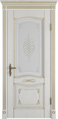 	межкомнатные двери 	ВФД Classic Art Vesta со стеклом bianco с патиной