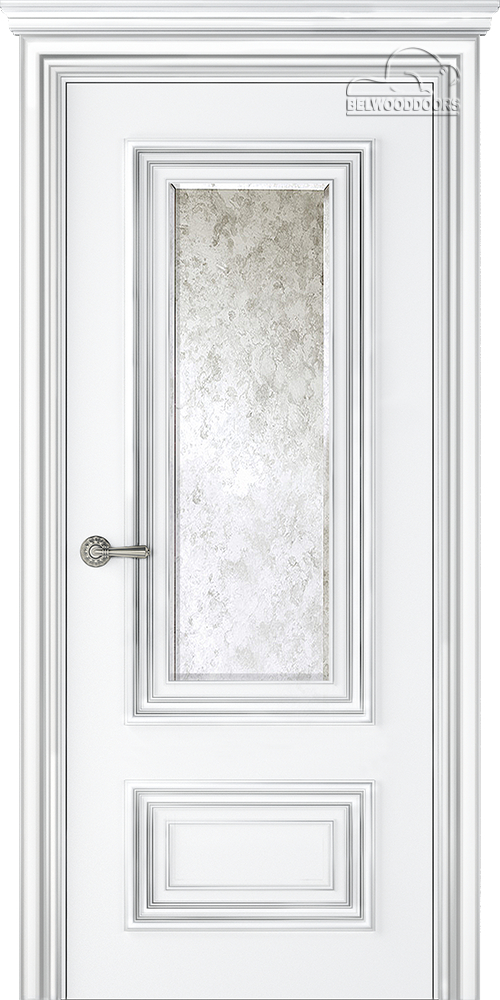 межкомнатные двери  Belwooddoors Палаццо 2 зеркало состаренное эмаль белая