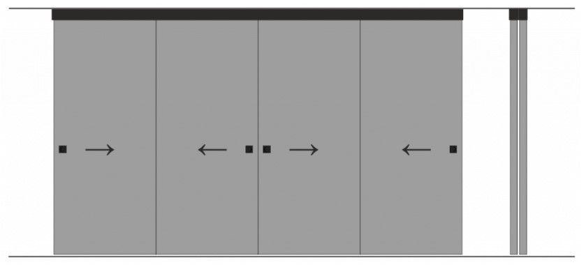   Profil Doors раздвижной комплект Тип 2 внутри проёма 4активных Profil Doors