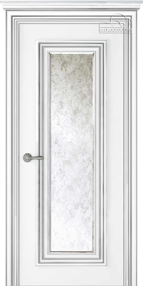 межкомнатные двери  Belwooddoors Палаццо 1 зеркало состаренное эмаль белая