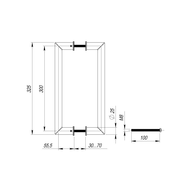 INOX 304 PULL.23 d25/300мм нержавейка